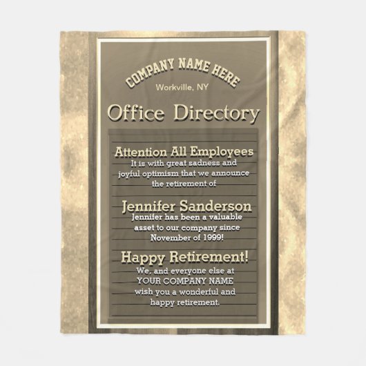 カスタムヴィンテージ金ゴールド退職標識 フリースブランケット (正面)