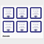 カスタムヴィンテージ青い白い花の食品ラベル スクエアシール (シート)