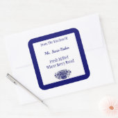 カスタムヴィンテージ青い白い花の食品ラベル スクエアシール (封筒)