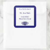 カスタムヴィンテージ青い白い花の食品ラベル スクエアシール (バッグ)