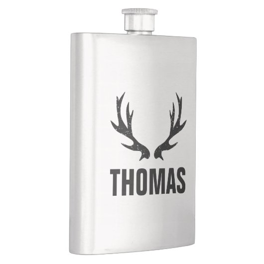 カスタムヴィンテージ鹿〔雄ジカの〕枝角ステンレス鋼フラスコ フラスク (右)