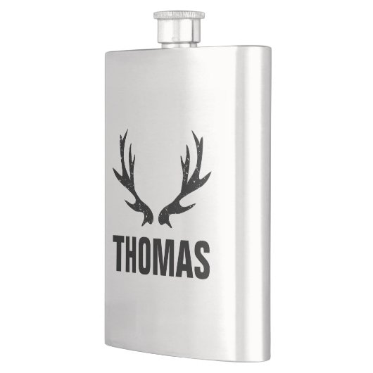 カスタムヴィンテージ鹿〔雄ジカの〕枝角ステンレス鋼フラスコ フラスク (左)