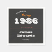カスタムヴィンテージ1986 40th誕生日ナプキンス – レトロ スタンダードカクテルナプキン (正面)
