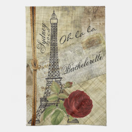 カスタムヴィンテージ – パリ – バチェロレッテ-誕生日 キッチンタオル