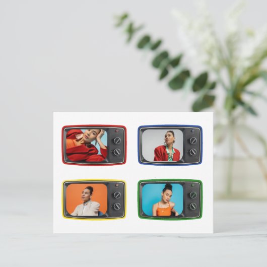 カスタムヴィンテージTVアートポップ・アートのスタイル ポストカード (スタンド正面)