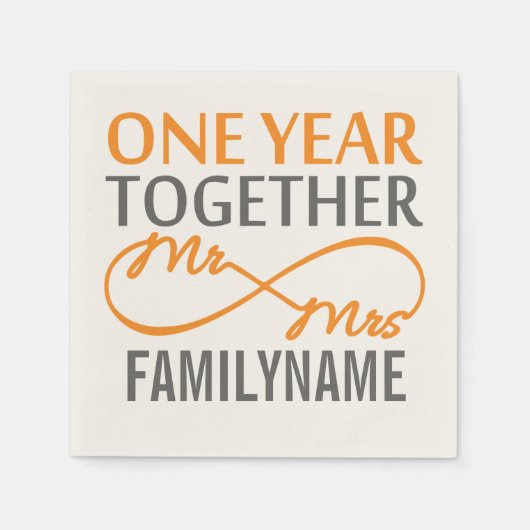 カスタム一周年記念ナプキンス夫妻 スタンダードカクテルナプキン (正面)