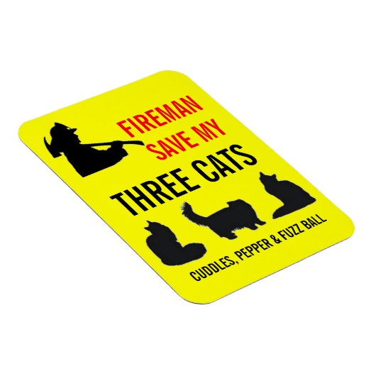 カスタム三猫の火災安全 マグネット (右側)