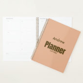 カスタム上品なエレガントピンクの茶色の文字モダンかわいい プランナー手帳 (ディスプレー)