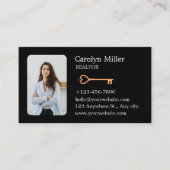 カスタム不動産仲介業者写真と金ゴールド鍵 名刺 (正面)
