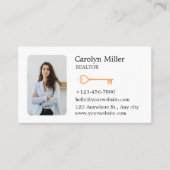 カスタム不動産仲介業者写真と金ゴールド鍵 名刺 (正面)