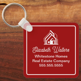 カスタム不動産会社レオタードグッズ Red White Real Estate Company キーホルダー
