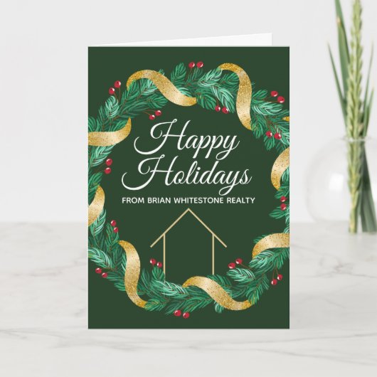 カスタム不動産会社 ハッピー ホリデーズ グリーン シーズンカード (正面)