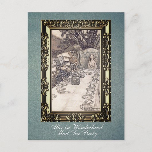 カスタム不機嫌アリスインワンダーランドパーティーラッカム ポストカード (正面)