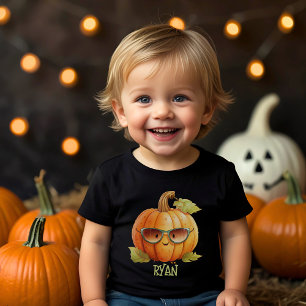 カスタム不気味カボチャかわいい水彩ハロウィーン トドラーTシャツ