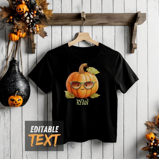 カスタム不気味カボチャかわいい水彩ハロウィーン トドラーTシャツ