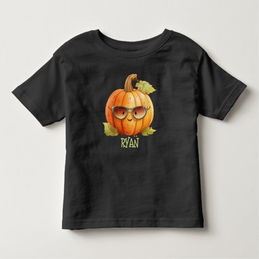 カスタム不気味カボチャかわいい水彩ハロウィーン トドラーTシャツ (正面)