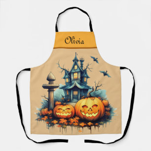 カスタム不気味プリントハロウィーンエプロン エプロン