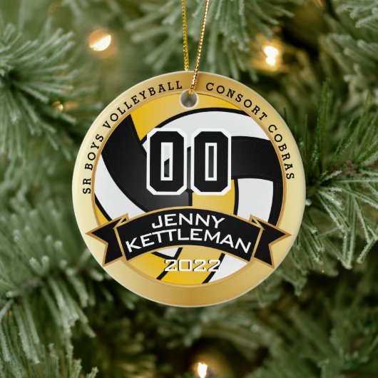 カスタム世界最大級のバレーボール選手 – 黄色 セラミックオーナメント (ツリー)