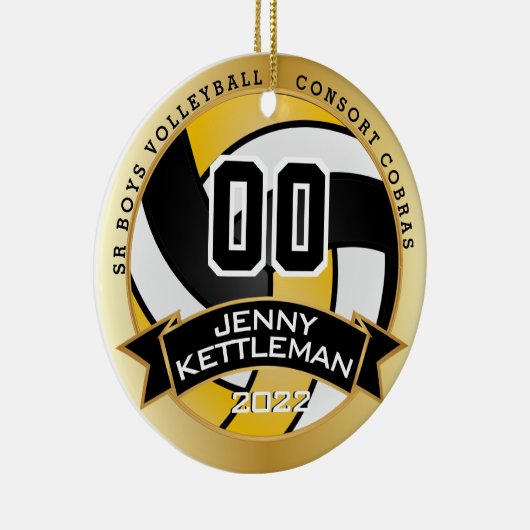 カスタム世界最大級のバレーボール選手 – 黄色 セラミックオーナメント (右)