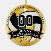 カスタム世界最大級のバレーボール選手 – 黄色 セラミックオーナメント (正面)