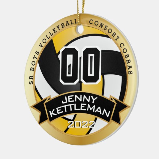カスタム世界最大級のバレーボール選手 – 黄色 セラミックオーナメント (左)