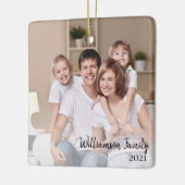 カスタム両面の家庭写真筆跡 セラミックオーナメント (左)