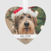 カスタム両面ドッグペットのクリスマス オーナメント (正面)
