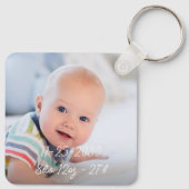 カスタム両面ベビー2写真名誕生統計 キーホルダー (裏面)