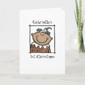 カスタム中スキントーンベビーの初めてのクリスマス シーズンカード (正面)