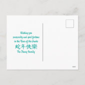 カスタム中国のニューイヤー・オブ・スネーク・ブルー・金ゴールド・レッド シーズンポストカード (裏面)