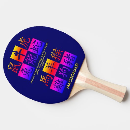 カスタム中国の新年〔占星術の〕十二宮図 卓球ラケット (横)
