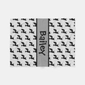 カスタム中国の紋付ドッグシルエット フリースブランケット (正面(横))