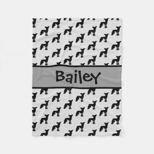 カスタム中国の紋付ドッグシルエット フリースブランケット (正面)