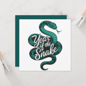 カスタム中国の蛇ティール(緑がかった色)白年 カード (正面/裏面インサイチュ)