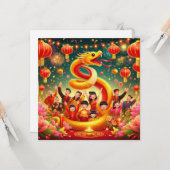 カスタム中国の蛇パーティー赤金ゴールド カード (正面/裏面インサイチュ)