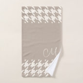 カスタム中性アイボリートープ千鳥格子のパターン バスタオルセット (ハンドタオル)
