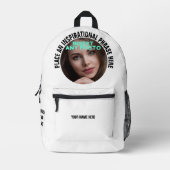 カスタム丸い写真と文字ホワ無地のイト プリントバックパック (正面)