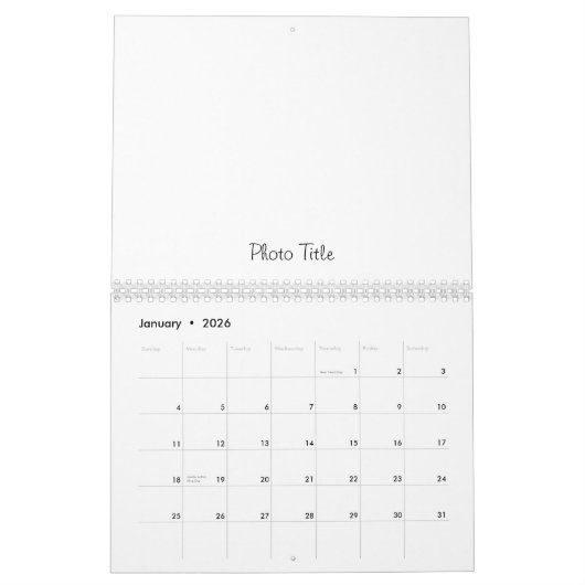 カスタム予定表の写真と文字の追加 カレンダー (1月 2026)