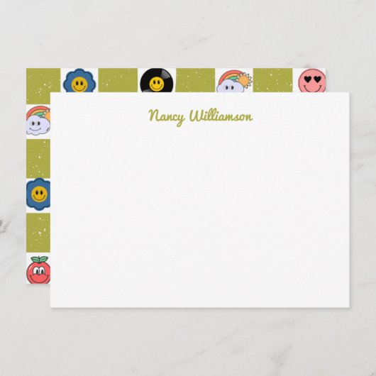 カスタム予測できなおもしろいデザインレトロアートパターン ノートカード (正面/裏面)