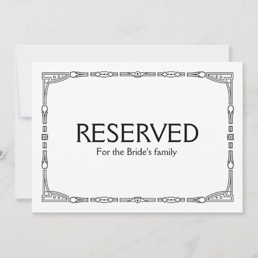 カスタム予約されたアールデコスタイルの結婚符号 (正面)