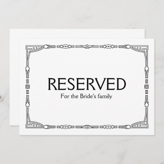 カスタム予約されたアールデコスタイルの結婚符号 (正面/裏面)