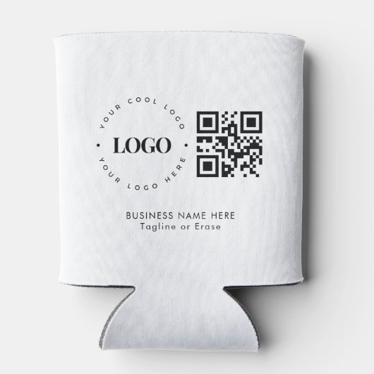 カスタム事業会社ロゴQRコードミニマリスト 缶クーラー (裏面)