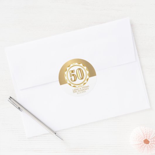 カスタム五十回記念誕生日等 ラウンドシール (封筒)