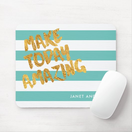 カスタム今日を驚くべき光のティール(緑がかった色)と金ゴールド マウスパッド (マウス)