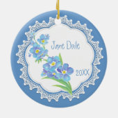 カスタム付忘れ名-me-not Waterカラー花 セラミックオーナメント (裏面)