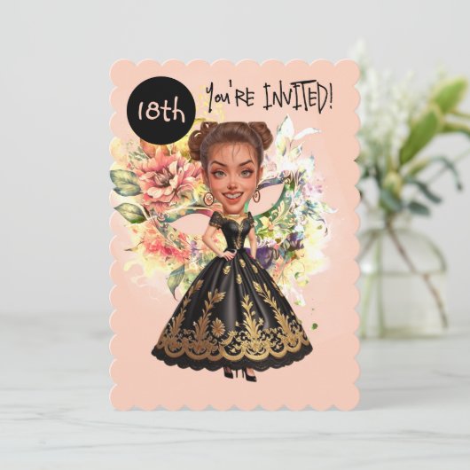カスタム仮装18誕生日Bash 招待状 (スタンド正面)