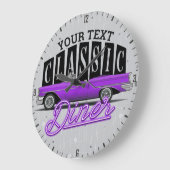 カスタム任意の名フェイク前Neon 1950のカーディクラシックナー ラージ壁時計 (傾斜)