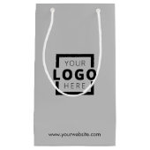 カスタム企業のロゴ・ビジネス・プロモーション・グレー スモールペーパーバッグ (正面)