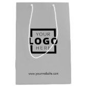 カスタム企業のロゴ・ビジネス・プロモーション・グレー ミディアムペーパーバッグ (正面)