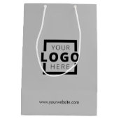カスタム企業のロゴ・ビジネス・プロモーション・グレー ミディアムペーパーバッグ (裏面)
